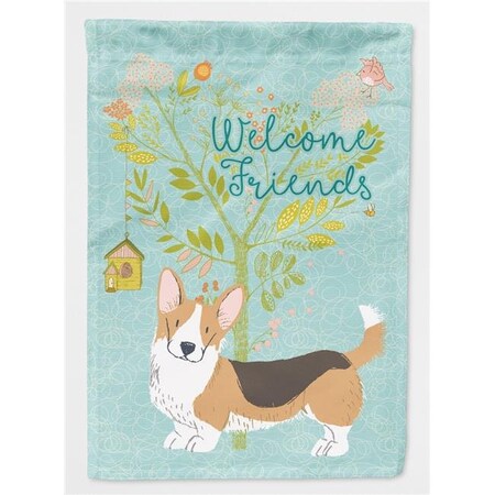 Carolines Treasures Carolines Treasures BB7610CHF Welcome Friends Pembroke Welsh Corgi Tricolor Flag - Canvas House Size BB7610CHF